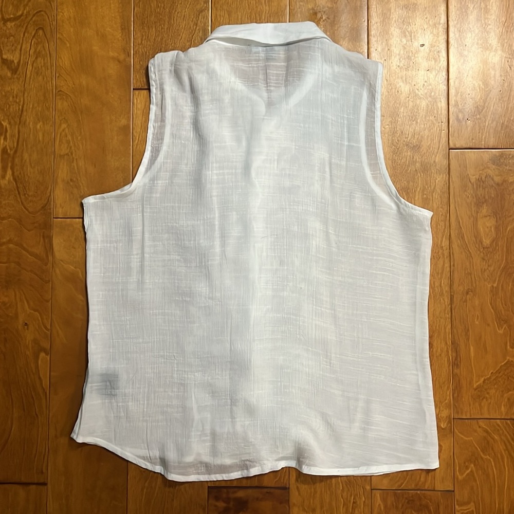 Harve Bernard White Sleeveless Lace Top Size XL Sheer Coquette Cottage Coastal - Picture 7 of 9